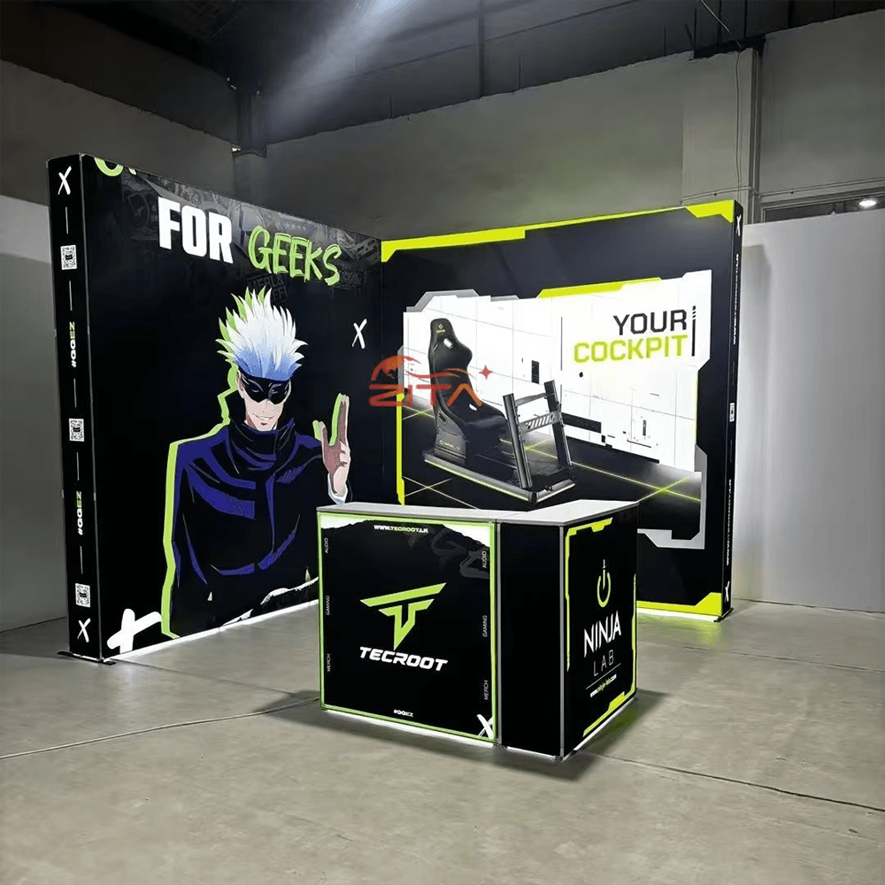 10x10 backlit seg pop up booth work for grers