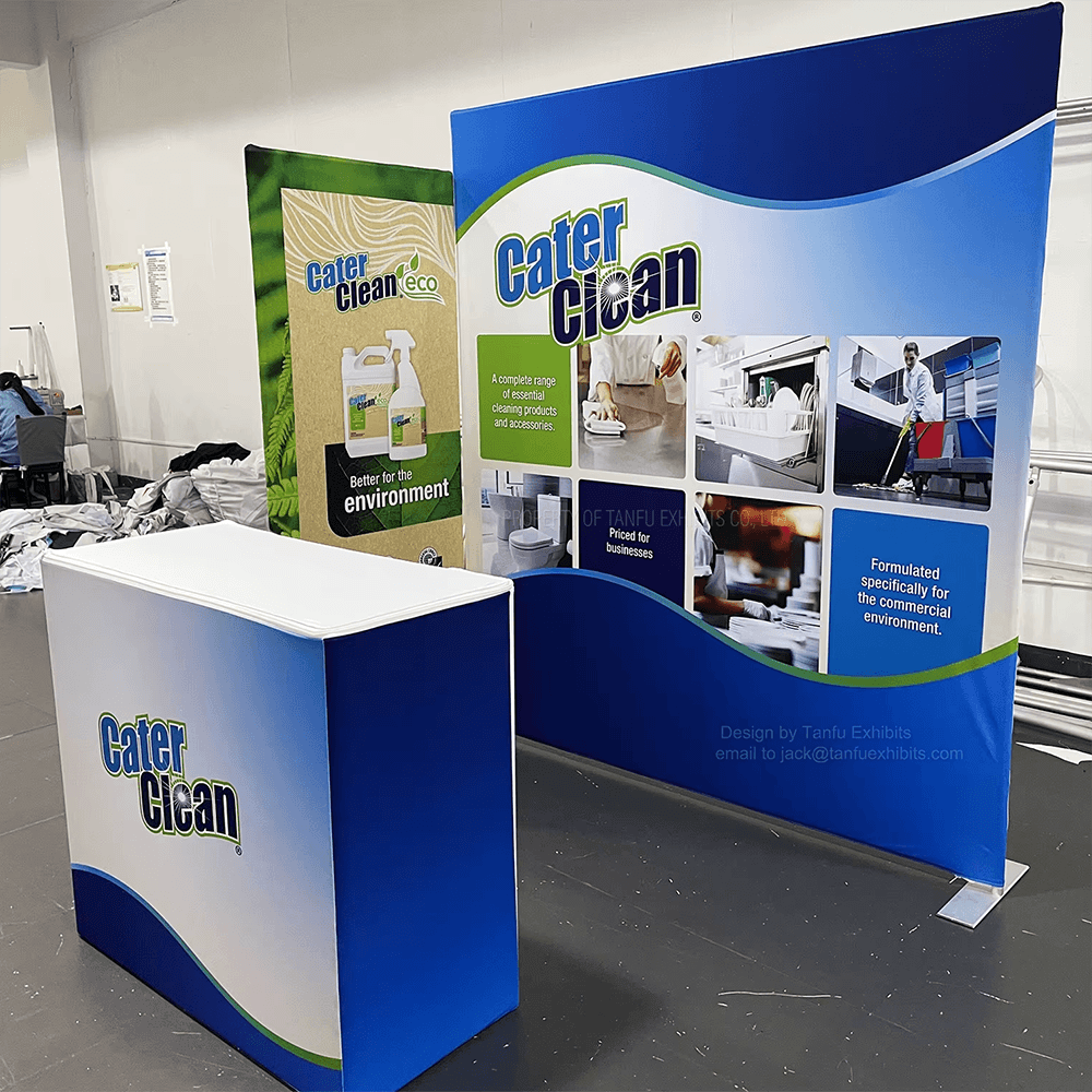 10x10 tension fabric booth works carter clean