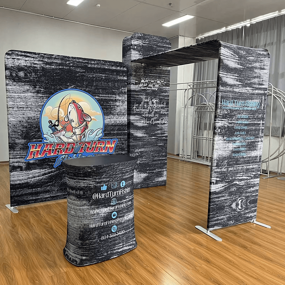 10x10 tension fabric booth works hardturn