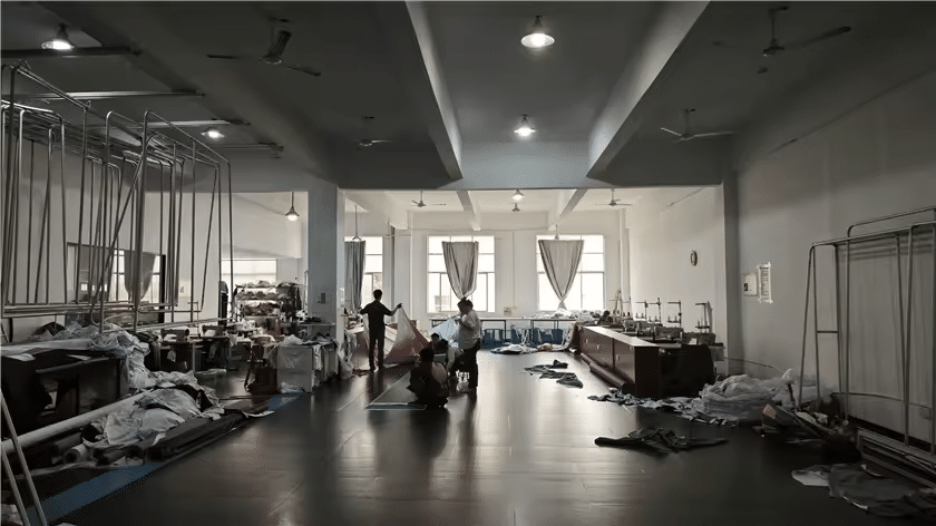 large sewing fabric workshop