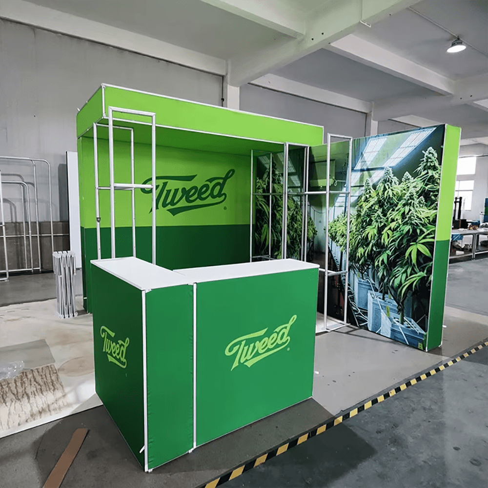 tension fabric booth work wallbox with counter